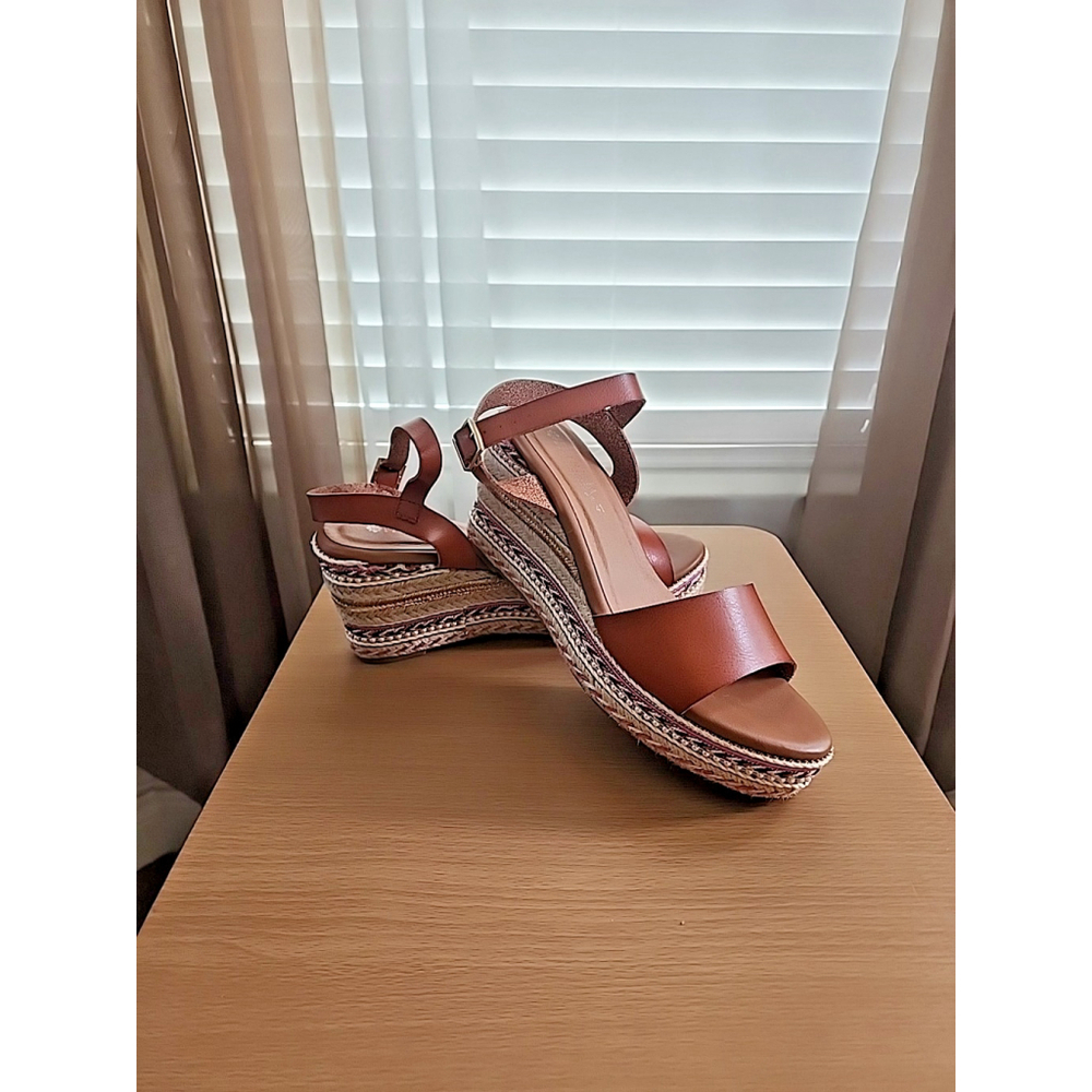 Patrizia Tisch Woven Pink Fushia Wedge Espadrille Sandal US 9.5 EU41 Cognac - Picture 3 of 9